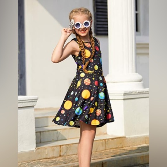 Vibrant Space and Mermaid Kids Dress Set - Picture 14 of 15